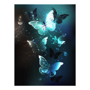 Mint Night Butterflies Photo Print