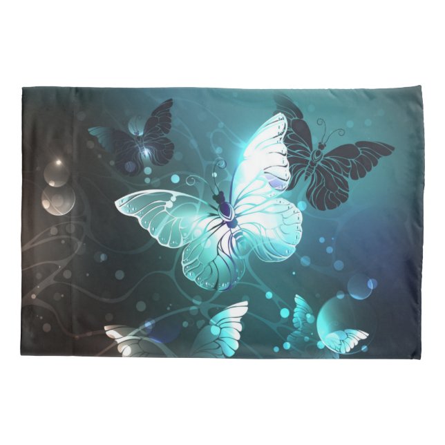 Mint Night Butterflies Pillowcase (Back)