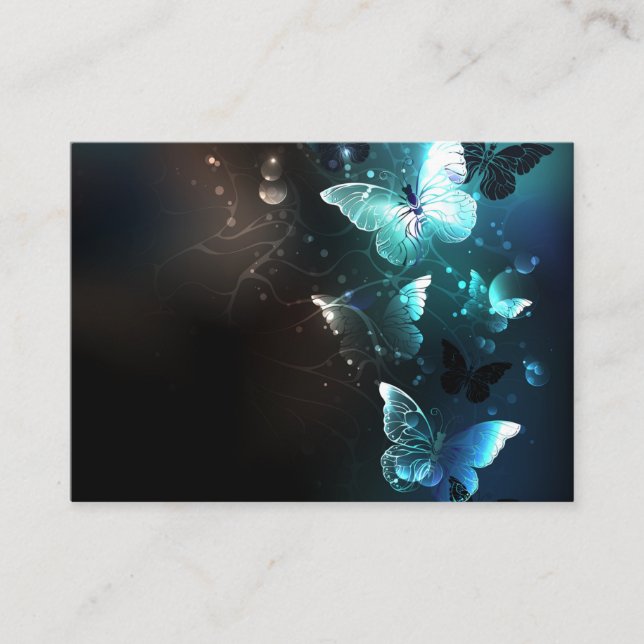 Mint Night Butterflies Place Card (Front)