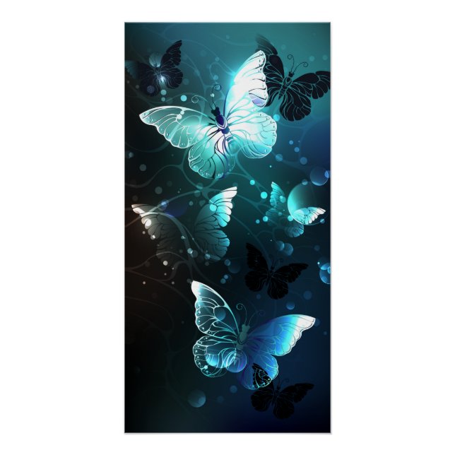Mint Night Butterflies Poster (Front)