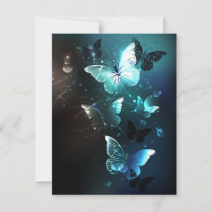 Mint Night Butterflies RSVP Card
