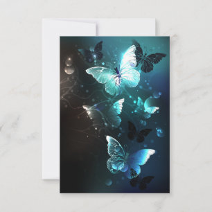 Mint Night Butterflies RSVP Card