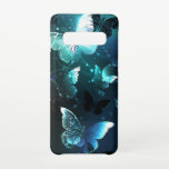 Mint Night Butterflies Samsung Galaxy Case<br><div class="desc">Mint night glowing butterflies on black abstract background.</div>