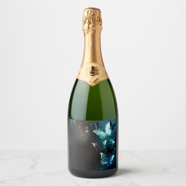 Mint Night Butterflies Sparkling Wine Label (Front)
