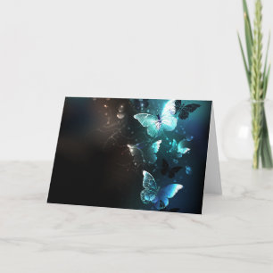 Mint Night Butterflies Thank You Card