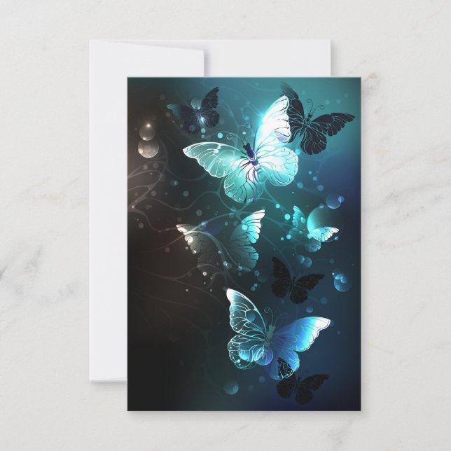 Mint Night Butterflies Thank You Card (Front)