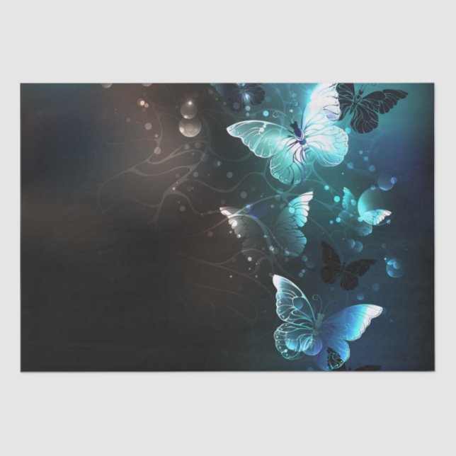Mint Night Butterflies Tissue Paper (Front)
