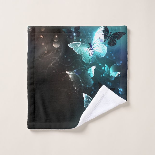 Mint Night Butterflies Wash Cloth (Wash Cloth)