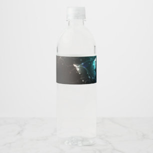Mint Night Butterflies Water Bottle Label