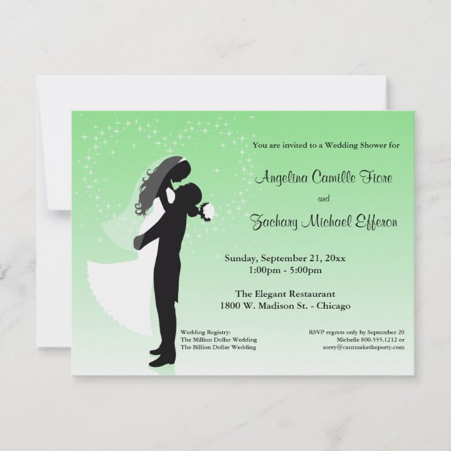 Mint Ombre Silhouette Formal Shower Invitation (Front)
