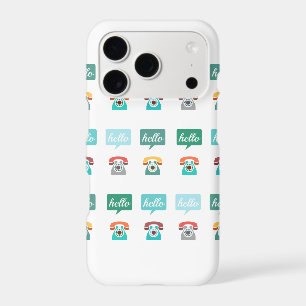 Mint Orange Aqua Tan Retro Telephone Hello