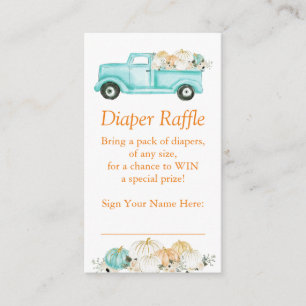 Mint Orange Little Pumpkin Diaper Raffle Ticket Enclosure Card