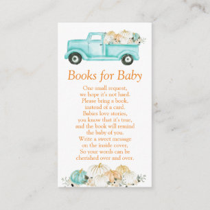 Mint Orange Pumpkin Baby Shower Books for Baby Enclosure Card