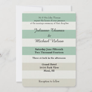 Mint, Pale and White Stripes Invitation