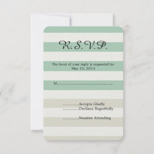 Mint, Pale and White Stripes Wedding RSVP Card