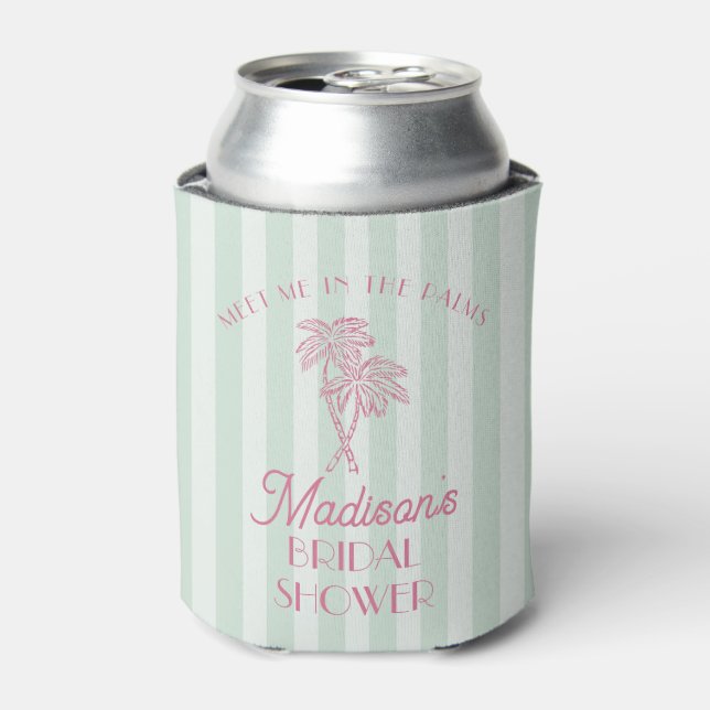 Mint Palm Spring Pastel Beach Bridal Shower Favour Can Cooler (Can Front)