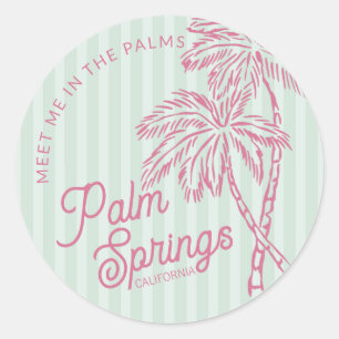 Mint Palm Spring Pastel Beach Party Envelope Favou Classic Round Sticker