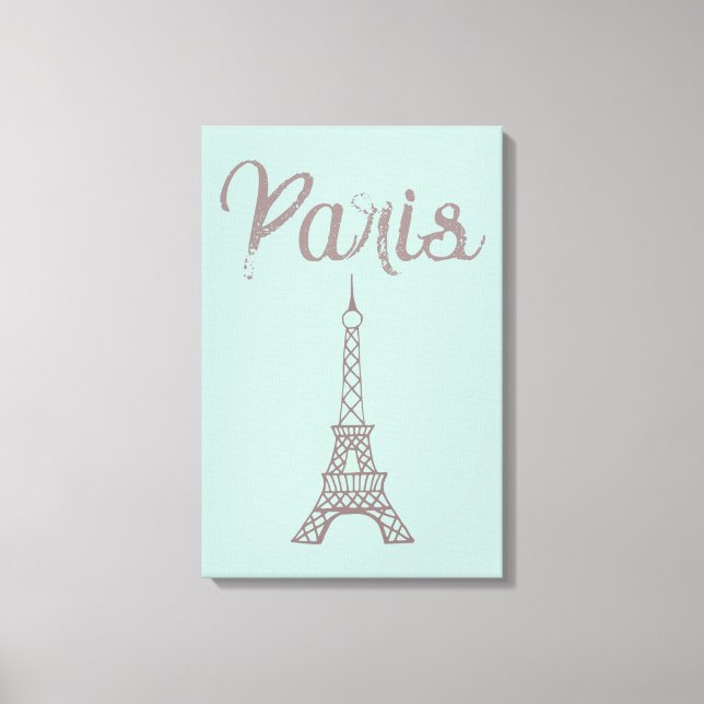 Mint Paris Eiffel Tower Canvas Wall Art  (Front)
