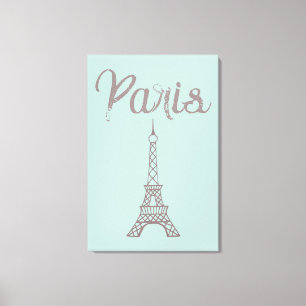 Mint Paris Eiffel Tower Canvas Wall Art 