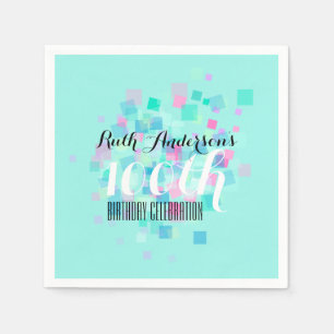 Mint Pastel Colours 100th Birthday Party P Napkin