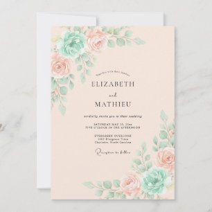 Mint Peach Ethereal Spring Wedding Invitation