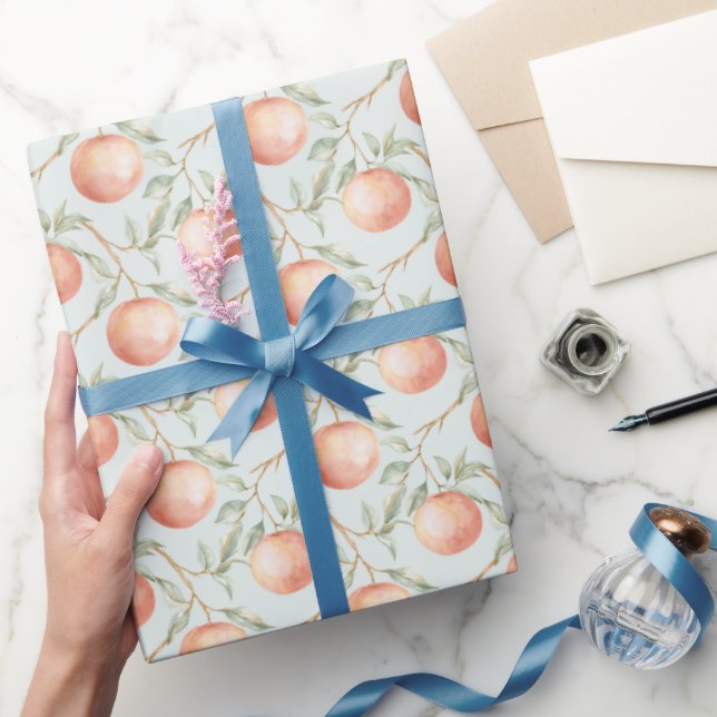 Mint Peach Grapefruit Birthday Wrapping Paper (Gifting)