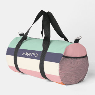 Mint Peach Modern Colour Blocks Stripes Personalis Duffle Bag