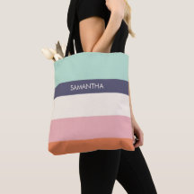 Mint Peach Modern Colour Blocks Stripes Personalis