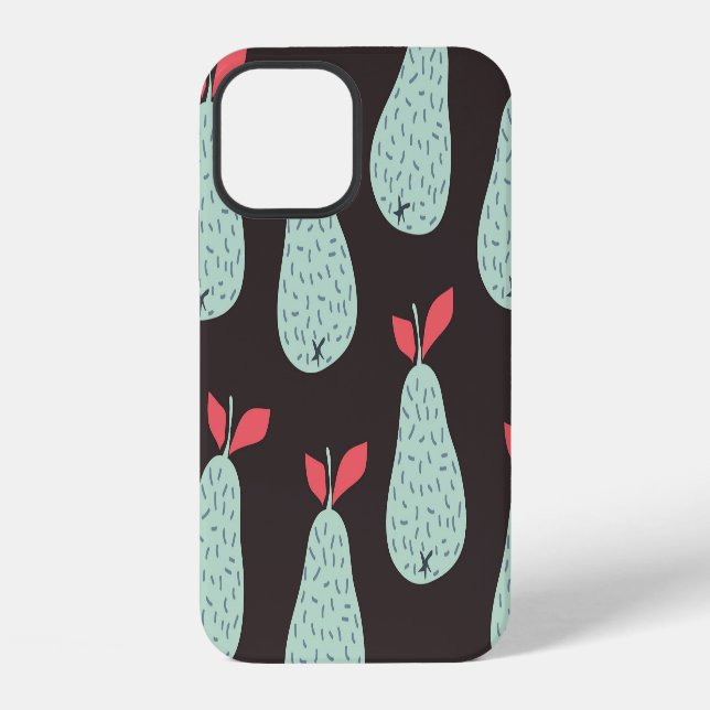 Mint Pears: Vintage Seamless Texture iPhone Case (Back)