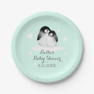 Mint Penguin Paper Plate