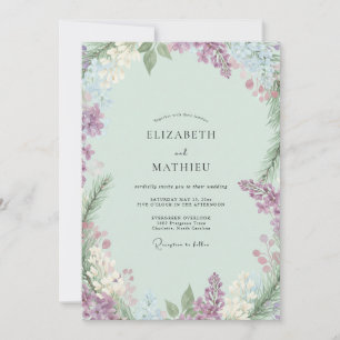 Mint Periwinkle Wisteria Wedding Invitation