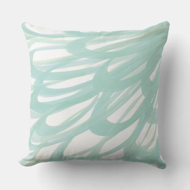 "Mint Petals' Abstract Outdoor Cushion (Front)
