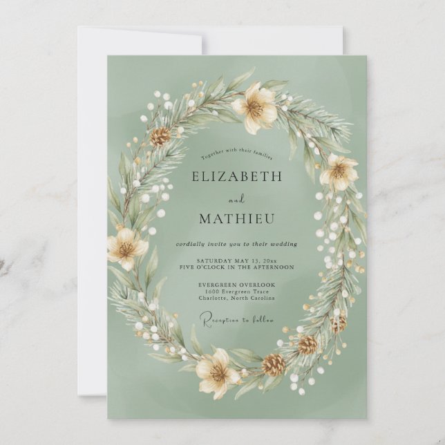 Mint Pine Woodland Eucalyptus Wedding Invitation (Front)