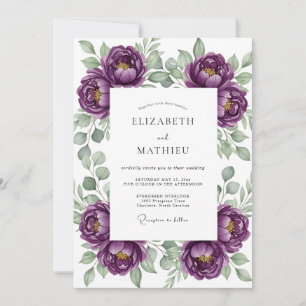 Mint Pink Botanical Bliss Wedding Invitation