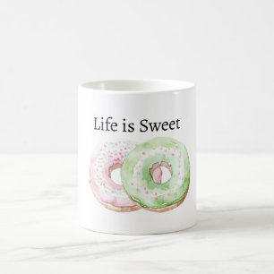 Mint Pink Doughnuts Life is Sweet Coffee Mug