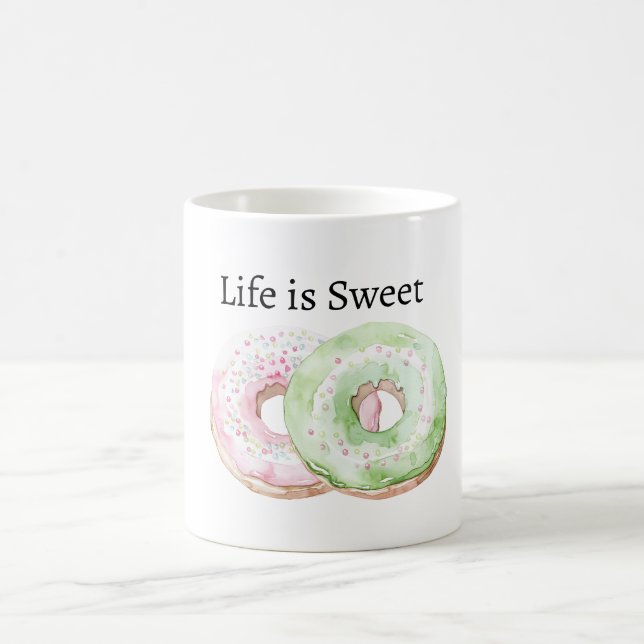 Mint Pink Doughnuts Life is Sweet Coffee Mug (Center)