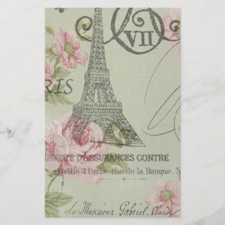 mint pink floral botanical paris eiffel tower