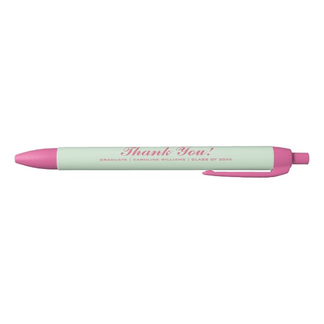 Mint Pink Graduation Party Custom Favour  Black Ink Pen (Bottom)