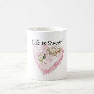 Mint Pink Heart Life is Sweet Coffee Mug