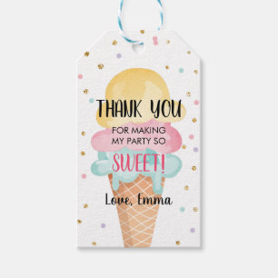 Mint Pink Ice Cream Confetti Thank You Gift Tags