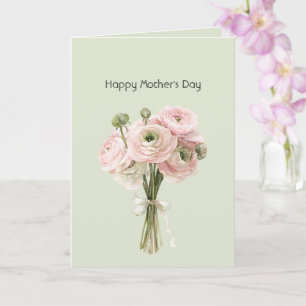 Mint Pink Ranunculus Flowers Happy Mother's Day Card