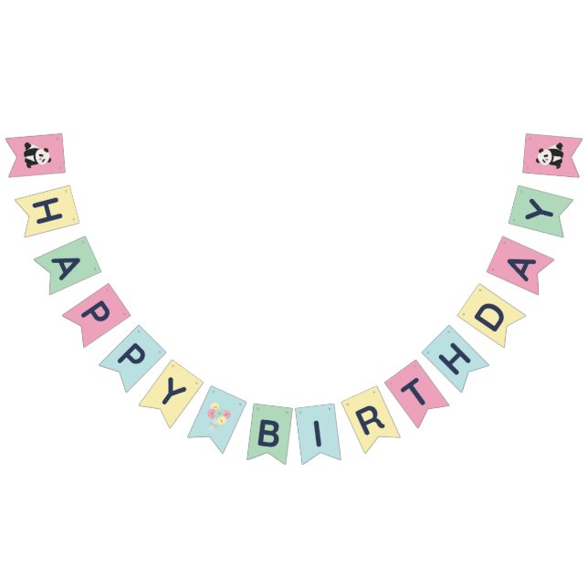 Mint & Pink sweet Panda design Bunting (All)