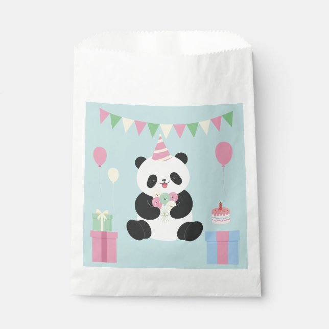 Mint & Pink sweet Panda design Favour Bags (Front)