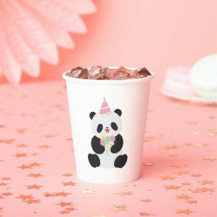 Mint & Pink sweet Panda design Paper Cups