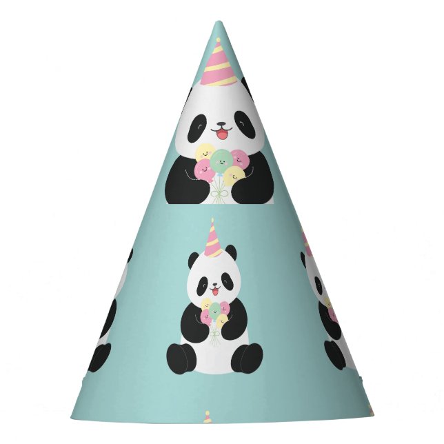 Mint & Pink sweet Panda design Party Hat (Front)