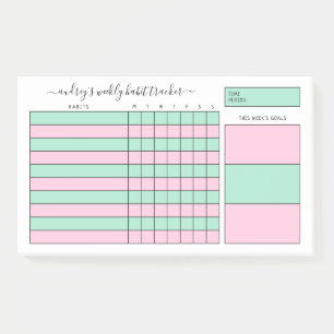 Mint & Pink Weekly Habit Tracker Post-it Notes