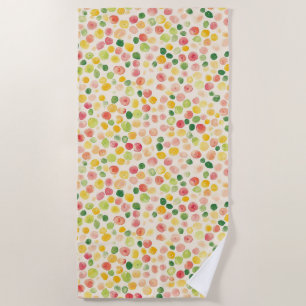 Mint Pink Yellow Green Fruity Dots Beach Towel