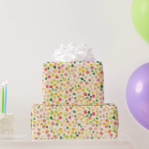 Mint Pink Yellow Green Fruity Dots Birthday Wrapping Paper