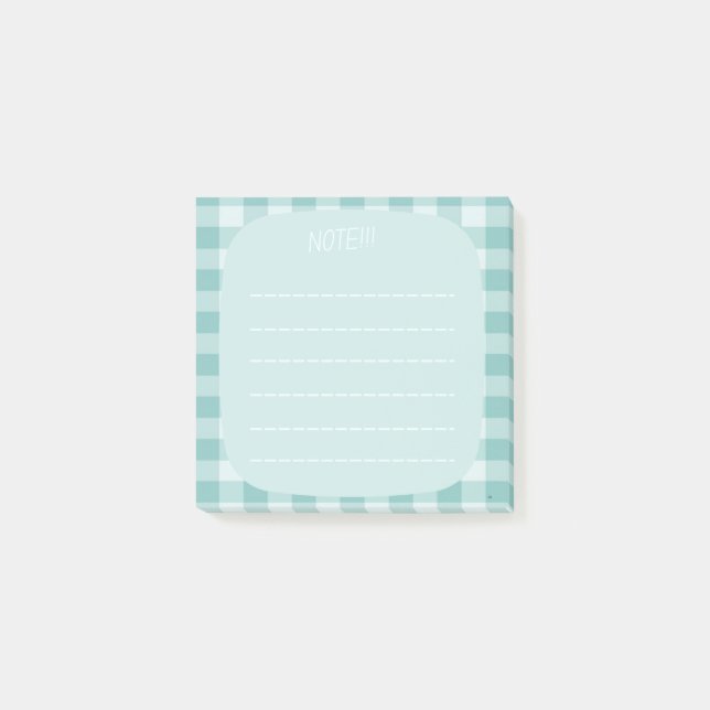 Mint Plaid Note Design (Front)