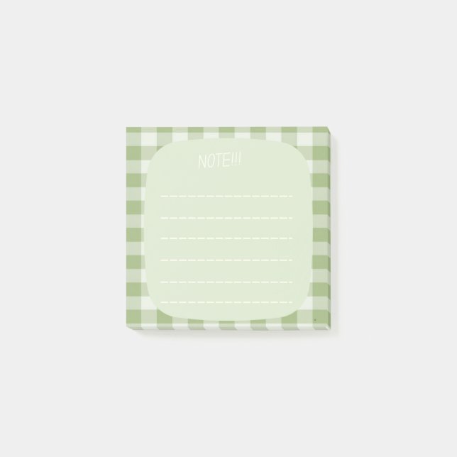 Mint Plaid Note Design (Front)
